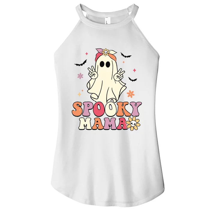 Groovy Spooky Mama Birthday Family Matching Halloween Women’s Perfect Tri Rocker Tank