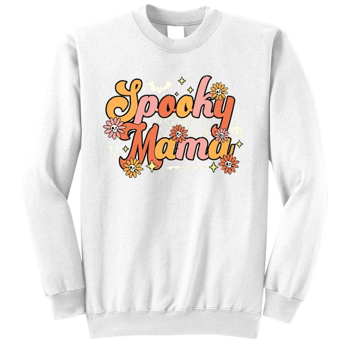 Groovy Spooky Mama Retro Halloween Ghost Witchy Spooky Mom Sweatshirt