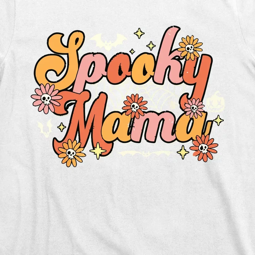 Groovy Spooky Mama Retro Halloween Ghost Witchy Spooky Mom T-Shirt