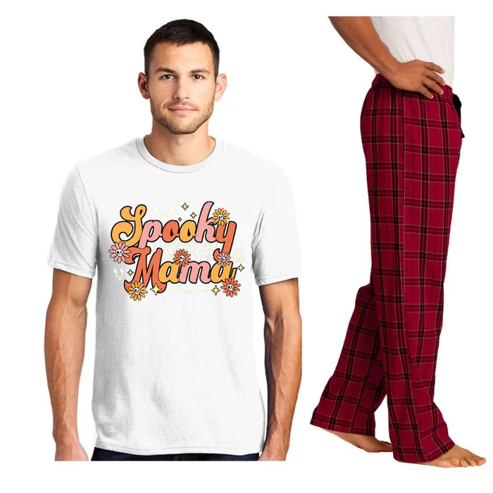 Groovy Spooky Mama Retro Halloween Ghost Witchy Spooky Mom Pajama Set