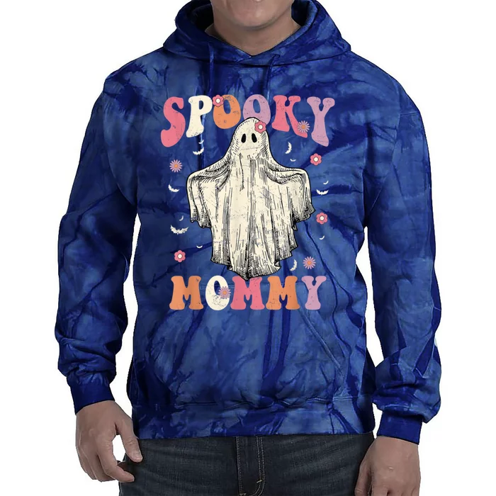 Groovy Spooky Mommy Ghost Flower Retro Halloween Tie Dye Hoodie