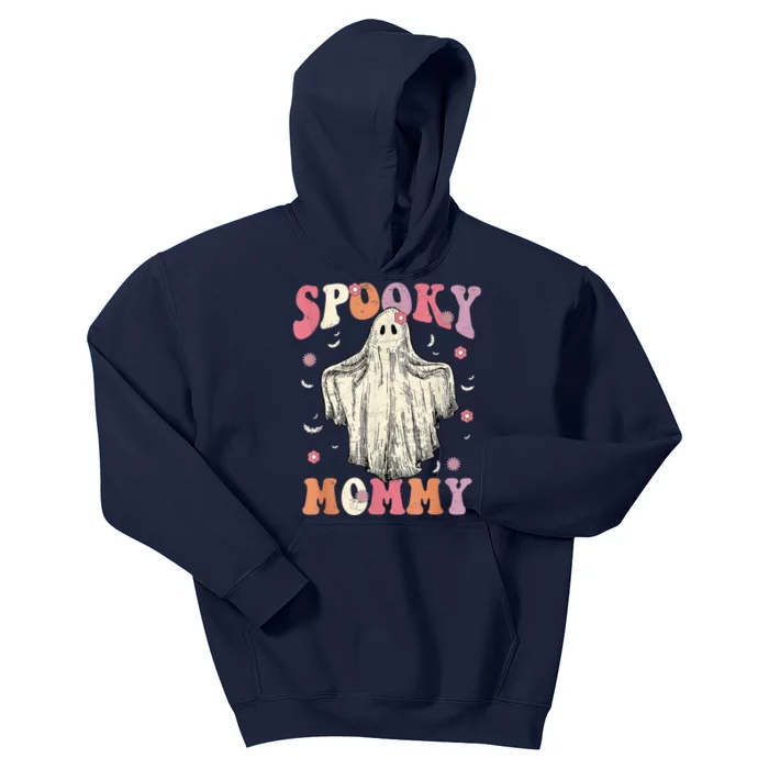 Groovy Spooky Mommy Ghost Flower Retro Halloween Kids Hoodie