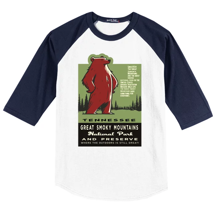 Great Smoky Mountains National Park Funny Bear Vintage Baseball Sleeve Shirt