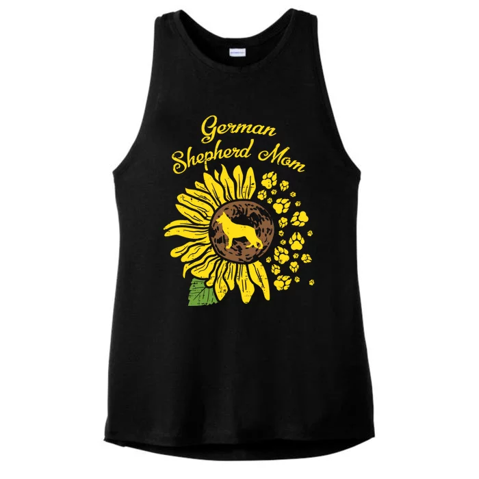 Ger Shepherd Mom Sunflower Paws K9 Dog Lover Owner Gift Ladies Tri-Blend Wicking Tank