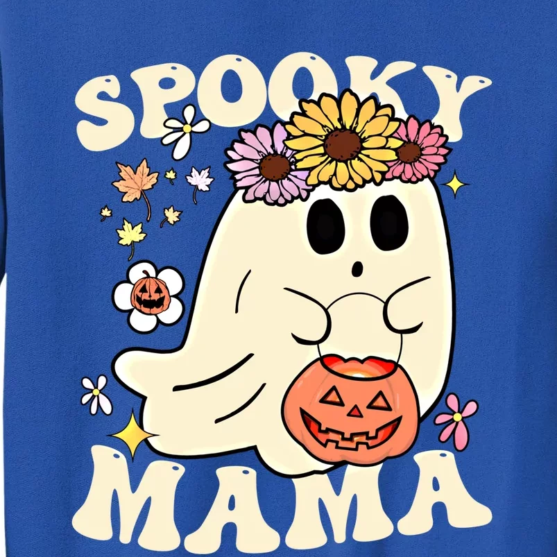 Groovy Spooky Mama Vibe Halloween Floral Ghost Spooky Season Gift Tall Sweatshirt