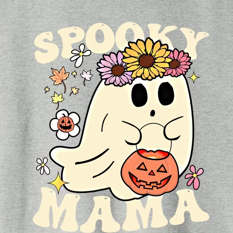 Groovy Spooky Mama Vibe Halloween Floral Ghost Spooky Season Gift Women's Crop Top Tee