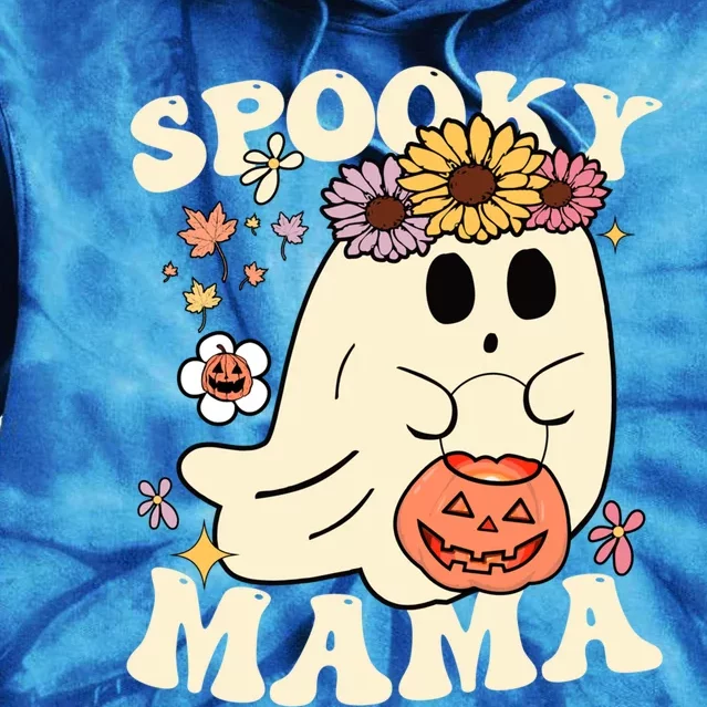 Groovy Spooky Mama Vibe Halloween Floral Ghost Spooky Season Gift Tie Dye Hoodie