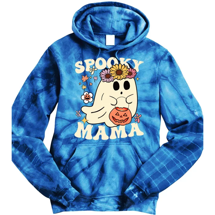 Groovy Spooky Mama Vibe Halloween Floral Ghost Spooky Season Gift Tie Dye Hoodie