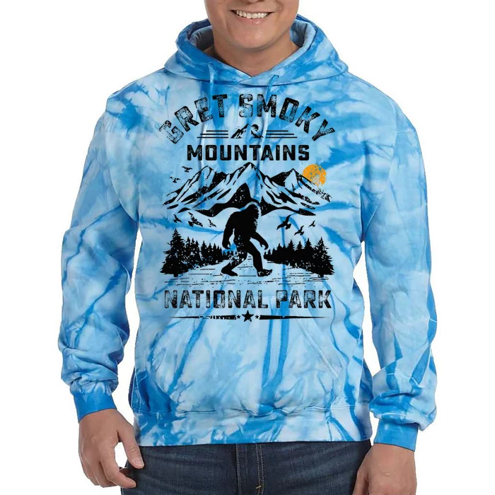 Great Smoky Mountains National Park Sunset Bigfoot Sasquatch Tie Dye Hoodie