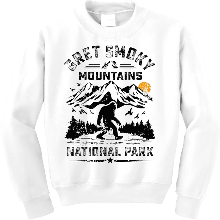 Great Smoky Mountains National Park Sunset Bigfoot Sasquatch Kids Sweatshirt