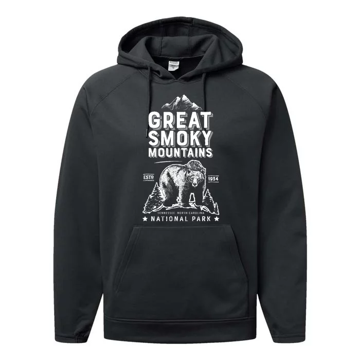 Great Smoky Mountains National Park Bear Vintage Performance Fleece Hoodie