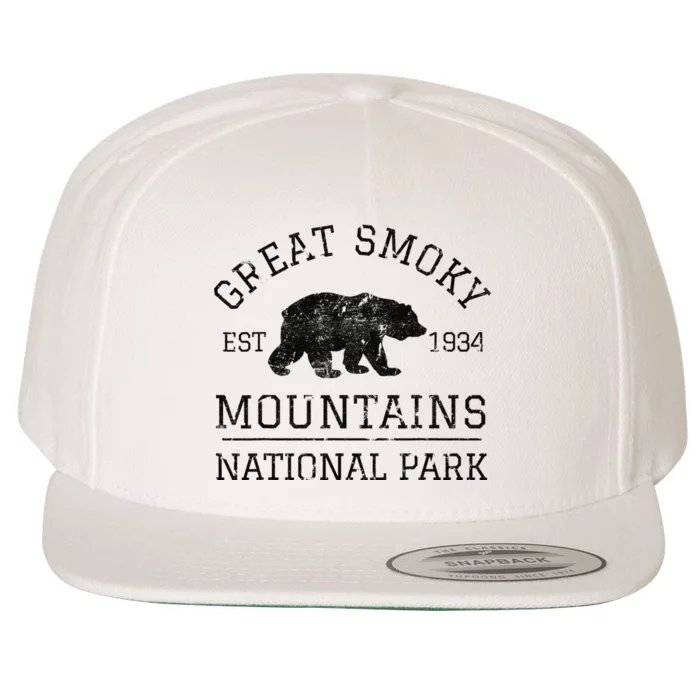 Great Smoky Mountains National Park Tennessee Bear Hiking Wool Snapback Cap