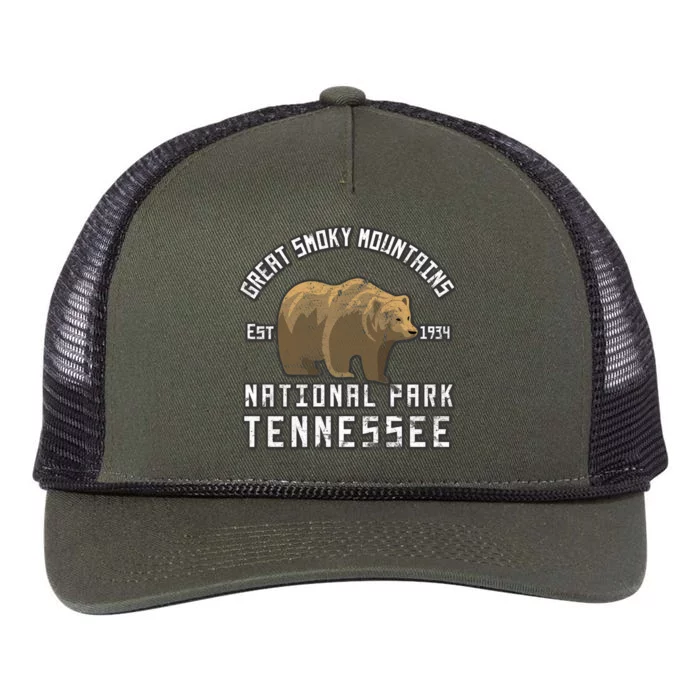 Great Smoky Mountains National Park Bear Nature Hiking Gift Retro Rope Trucker Hat Cap