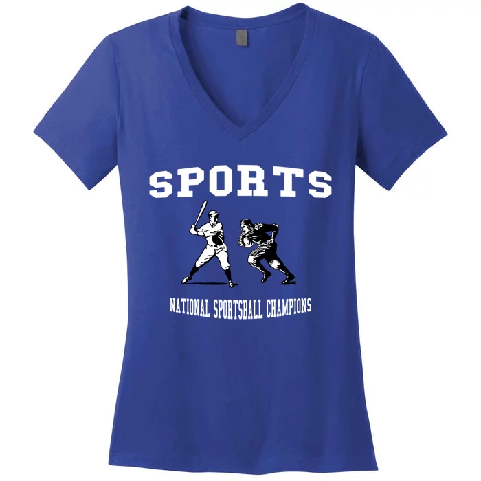 Go Sports National Sportsball Champions Meaningful Gift Women's V-Neck T-Shirt