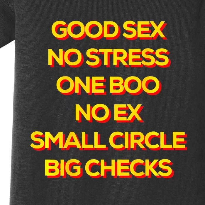 Good Sex No Stress One Boo No Ex Small Circle Big Checks Baby Bodysuit