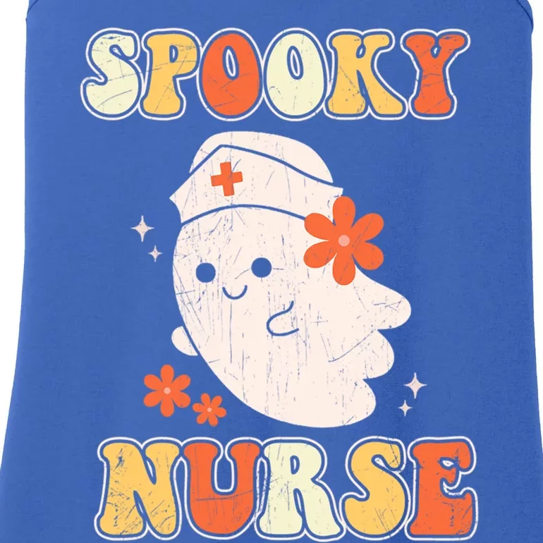 Groovy Spooky Nurse Ghost Scrub Icu Rn Nursing Halloween Gift Ladies Essential Tank