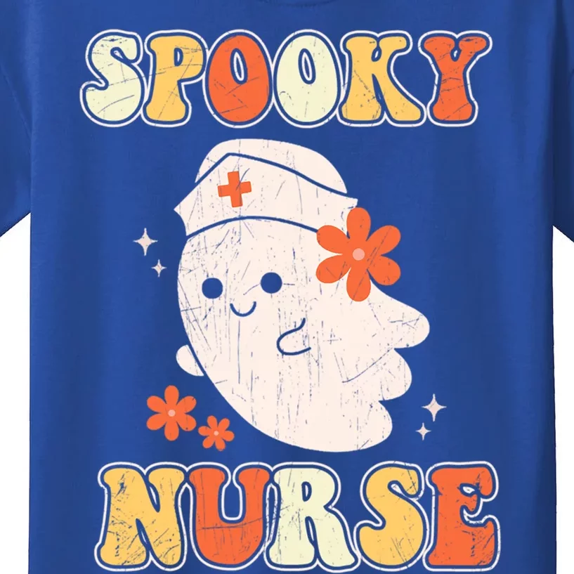 Groovy Spooky Nurse Ghost Scrub Icu Rn Nursing Halloween Gift Kids T-Shirt