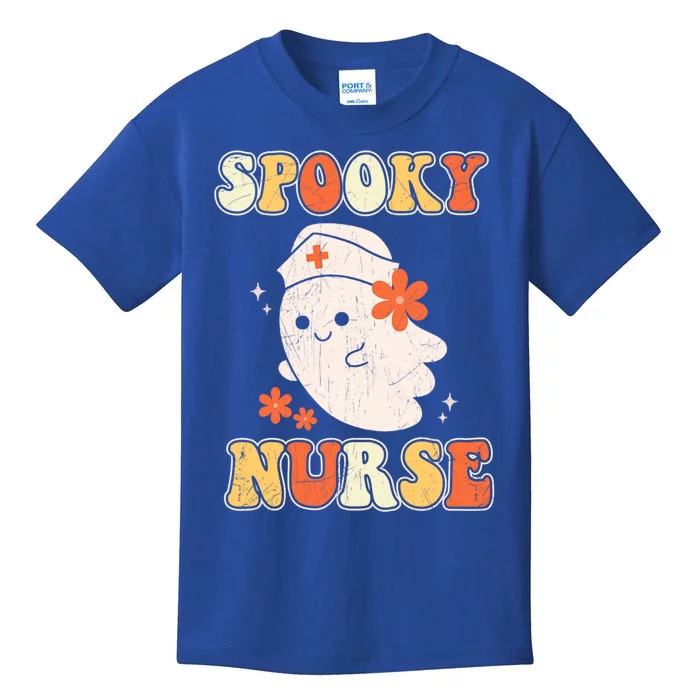 Groovy Spooky Nurse Ghost Scrub Icu Rn Nursing Halloween Gift Kids T-Shirt