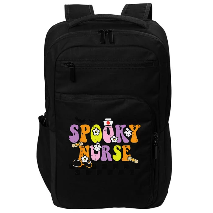 Groovy Spooky Nurse Retro Halloween Nurse Fall Scrub Women Impact Tech Backpack