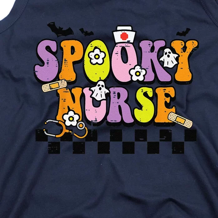 Groovy Spooky Nurse Retro Halloween Nurse Fall Scrub Women Tank Top