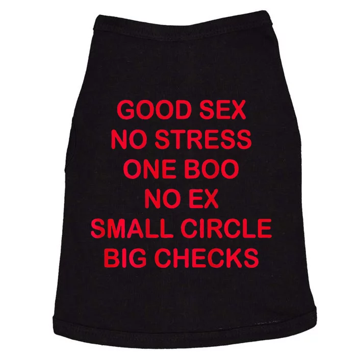 Good Sex No Stress One Boo No Ex Small Circle Big Checks Doggie Tank