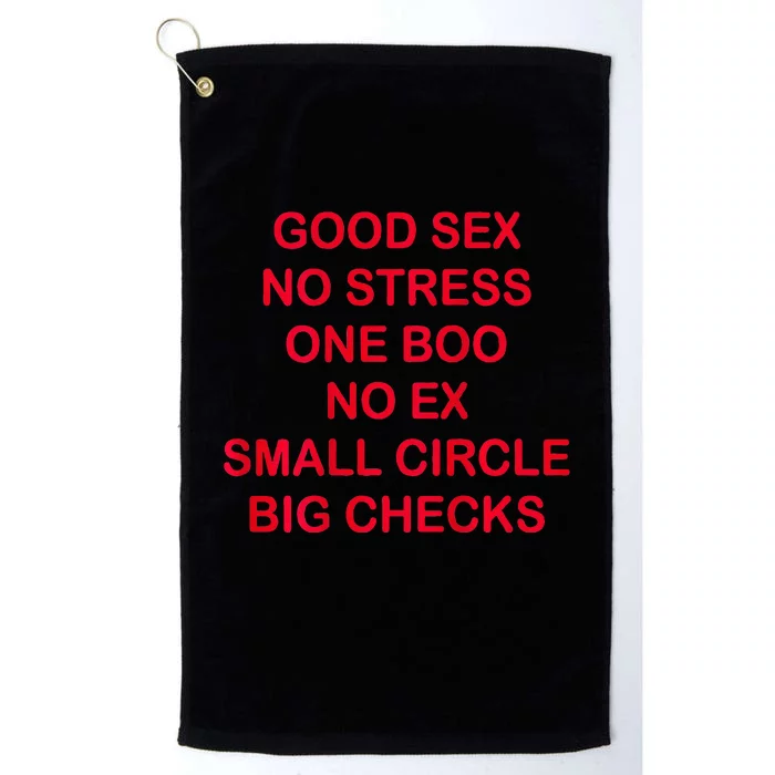 Good Sex No Stress One Boo No Ex Small Circle Big Checks Platinum Collection Golf Towel