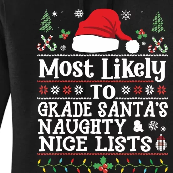 Grade Santas Naughty Nice Lists Funny Christmas Teacherv Women's Pullover Hoodie