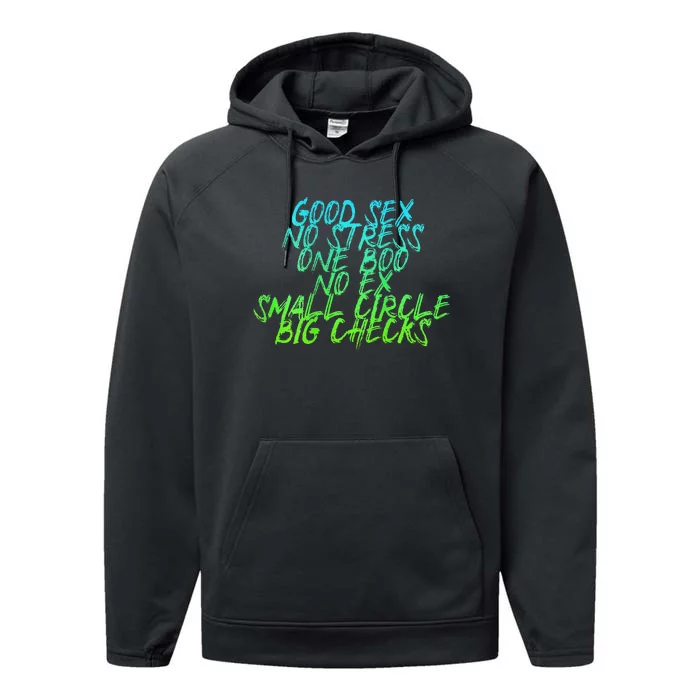 Good Sex No Stress One Boo No Ex Small Circle Back Motif Performance Fleece Hoodie