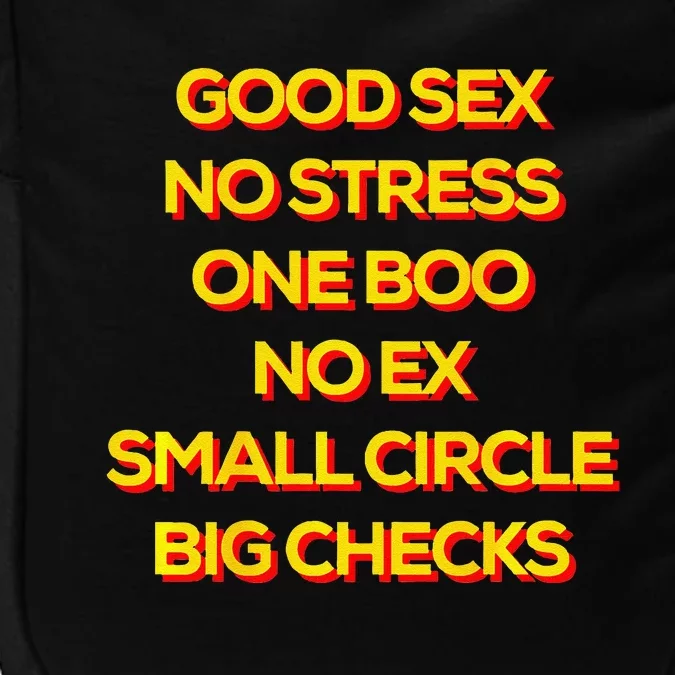 Good Sex No Stress One Boo No Ex Small Circle Big Checks Impact Tech Backpack