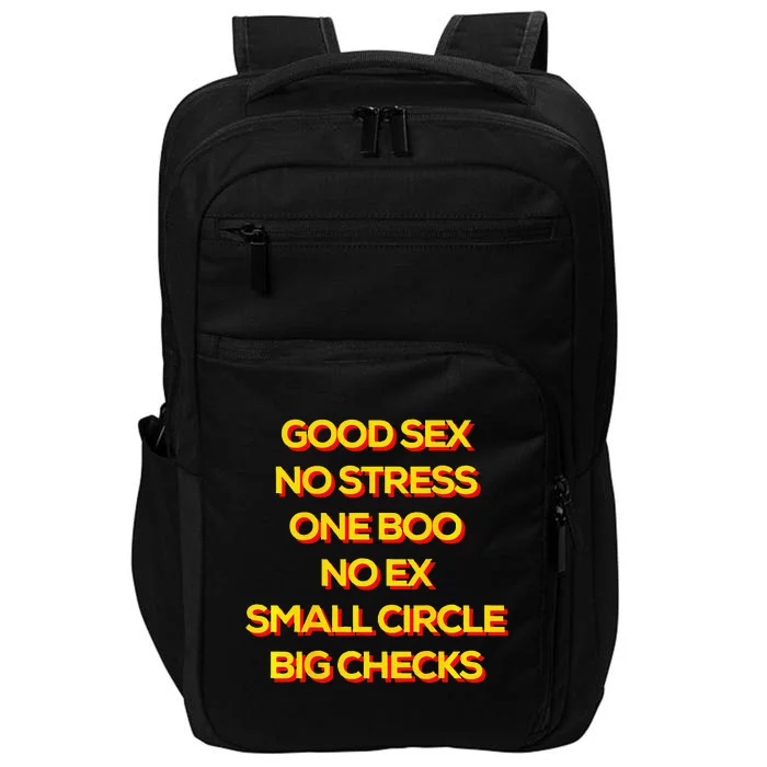 Good Sex No Stress One Boo No Ex Small Circle Big Checks Impact Tech Backpack