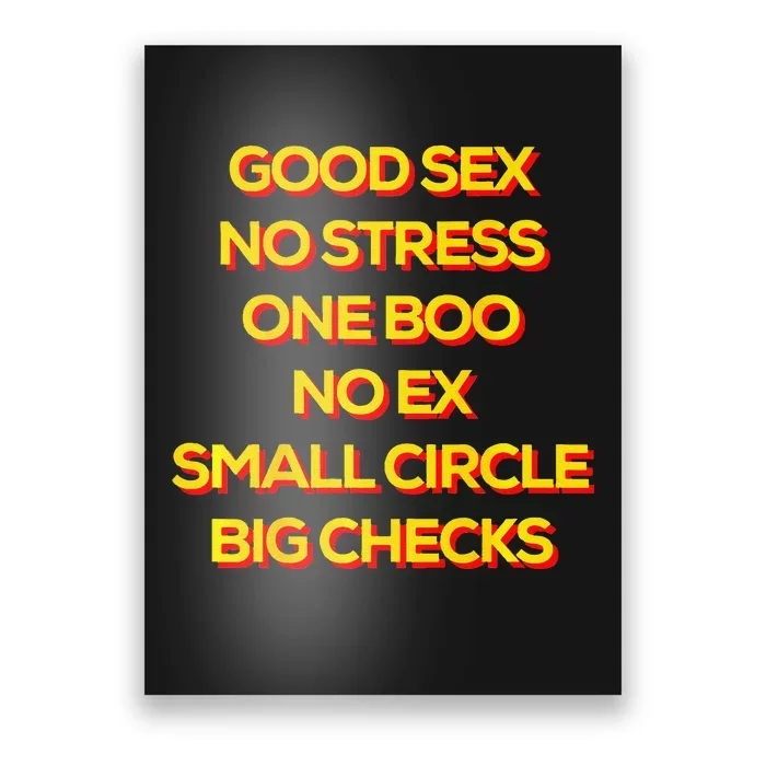 Good Sex No Stress One Boo No Ex Small Circle Big Checks Poster