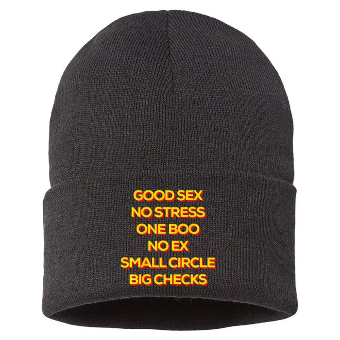 Good Sex No Stress One Boo No Ex Small Circle Big Checks Sustainable Knit Beanie