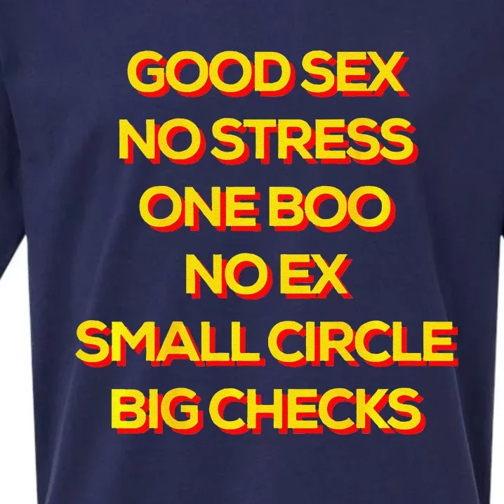 Good Sex No Stress One Boo No Ex Small Circle Big Checks Sueded Cloud Jersey T-Shirt