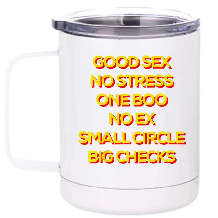 Good Sex No Stress One Boo No Ex Small Circle Big Checks Front & Back 12oz Stainless Steel Tumbler Cup