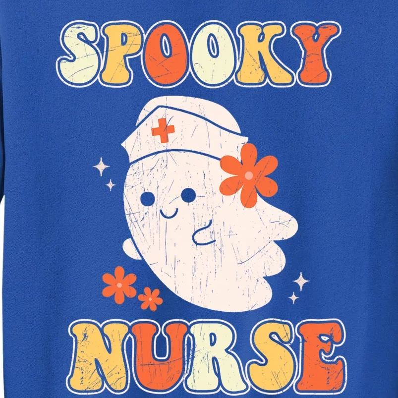 Groovy Spooky Nurse Ghost Scrub Icu Rn Nursing Halloween Cute Gift Sweatshirt