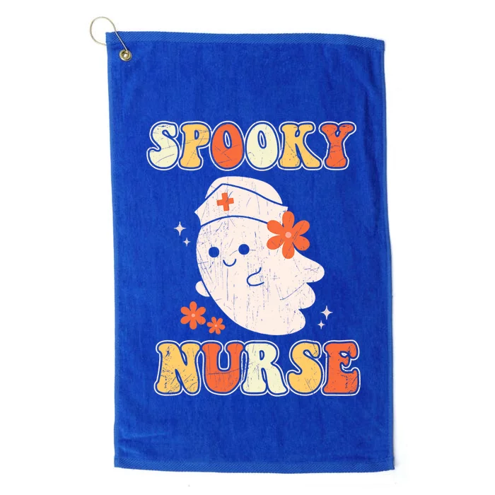 Groovy Spooky Nurse Ghost Scrub Icu Rn Nursing Halloween Cute Gift Platinum Collection Golf Towel