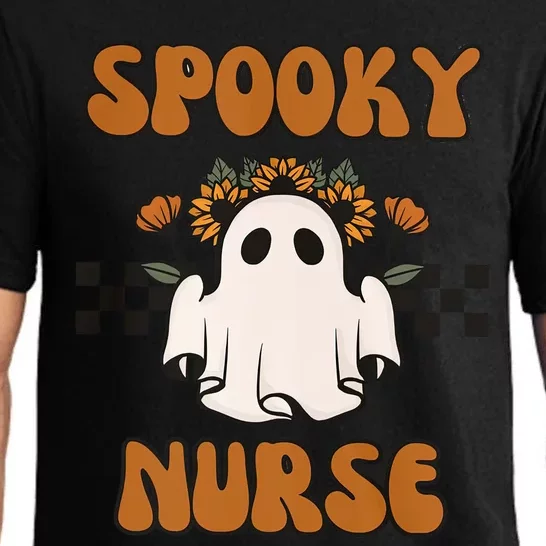 Groovy Spooky Nurse Retro Halloween Nurse Fall Scrub Cool Gift Pajama Set