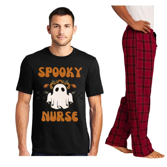 Groovy Spooky Nurse Retro Halloween Nurse Fall Scrub Cool Gift Pajama Set