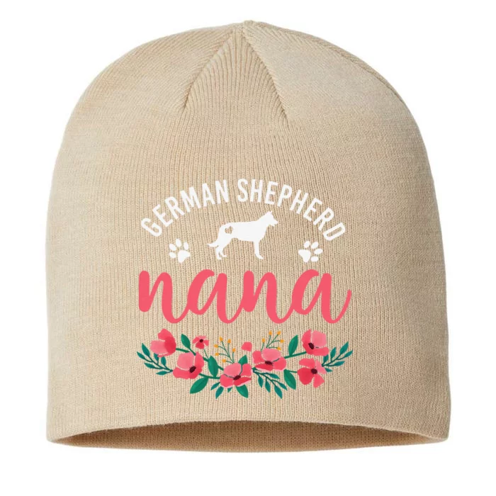 German Shepherd Nana Dog Flowers Mothers Day Mom Grandma 8 1/2in Sustainable Knit Beanie