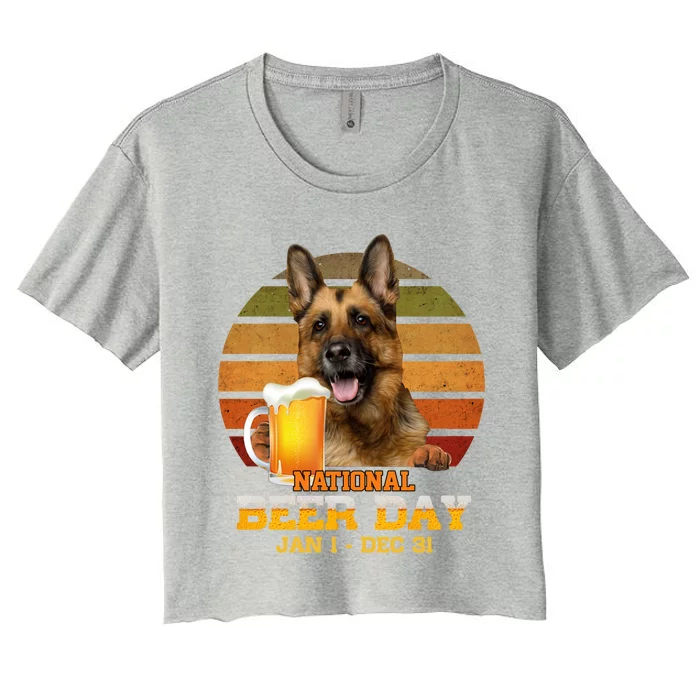 Ger Shepherd National Beer Day Jan 1 Dec 31 Beer Meaningful Gift Women's Crop Top Tee