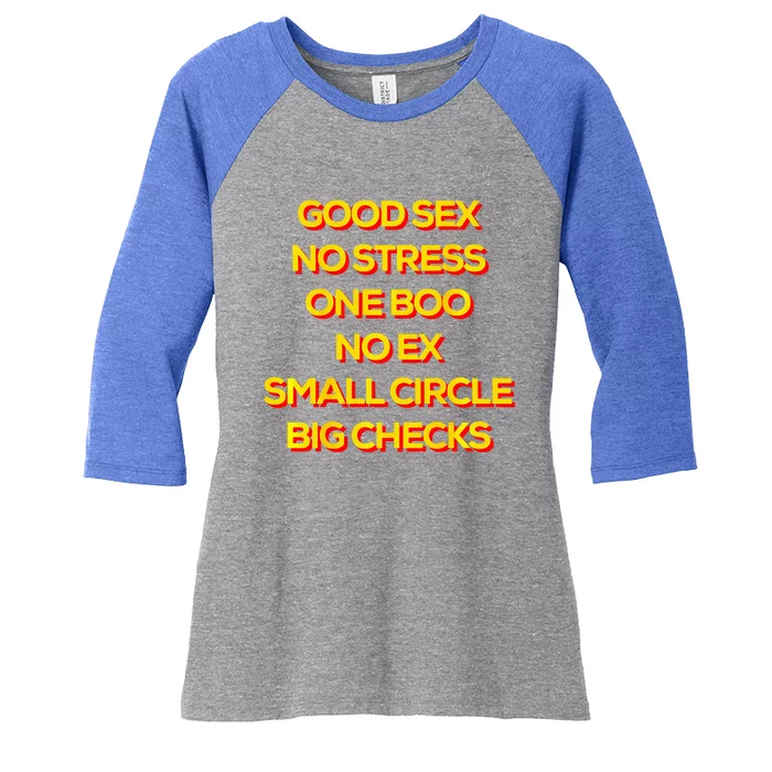 Good Sex No Stress One Boo No Ex Small Circle Big Checks Women's Tri-Blend 3/4-Sleeve Raglan Shirt