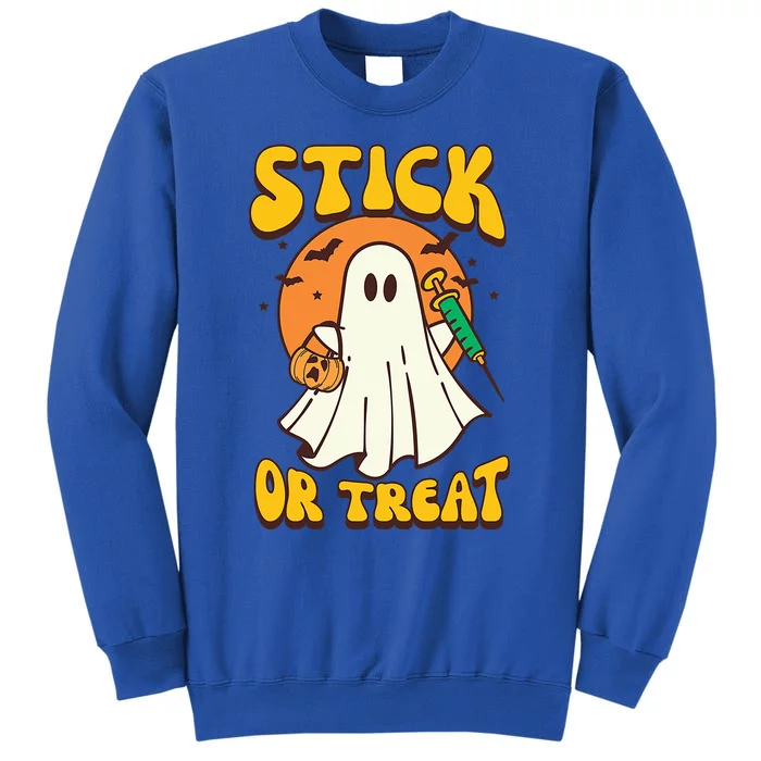 Groovy Stick Or Treat Er Tech Fall Autumn Nurse Halloween Great Gift Tall Sweatshirt