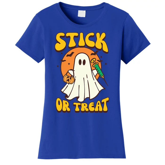 Groovy Stick Or Treat Er Tech Fall Autumn Nurse Halloween Great Gift Women's T-Shirt