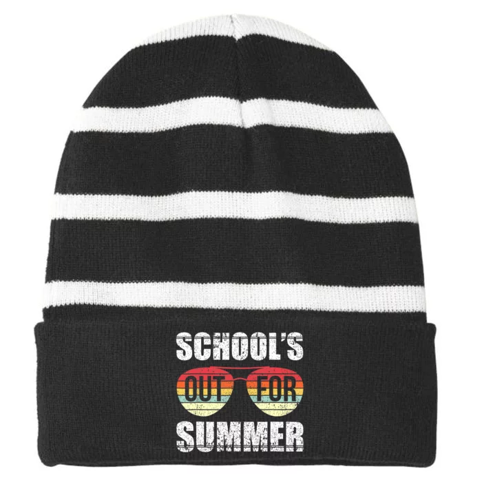 Graduation Schools Out For Summer Students Teacher Striped Beanie with Solid Band