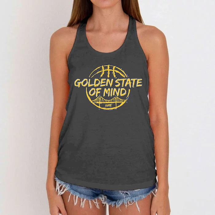 Golden State Of Mind Golden Basketball Fans Women's Knotted Racerback Tank