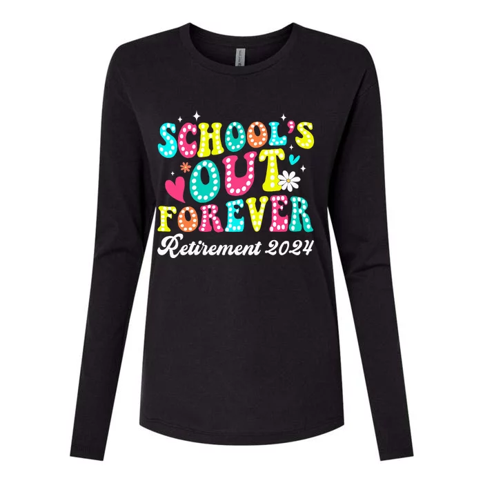 Groovy SchoolS Out Forever Retirement 2024 Womens Cotton Relaxed Long Sleeve T-Shirt