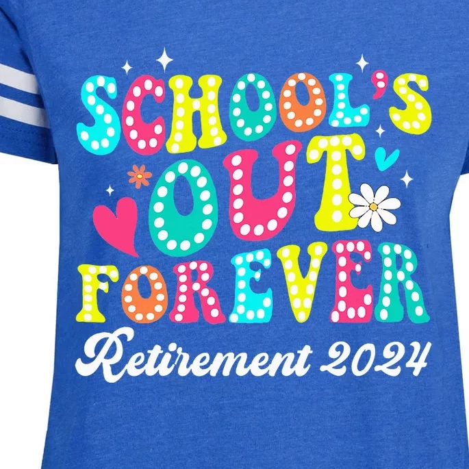 Groovy SchoolS Out Forever Retirement 2024 Enza Ladies Jersey Football T-Shirt