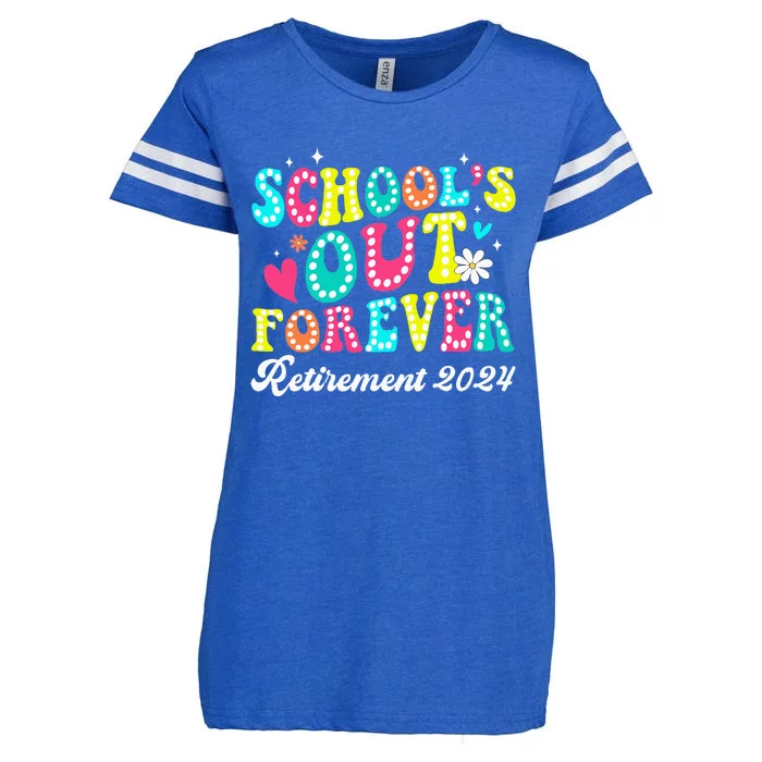 Groovy SchoolS Out Forever Retirement 2024 Enza Ladies Jersey Football T-Shirt