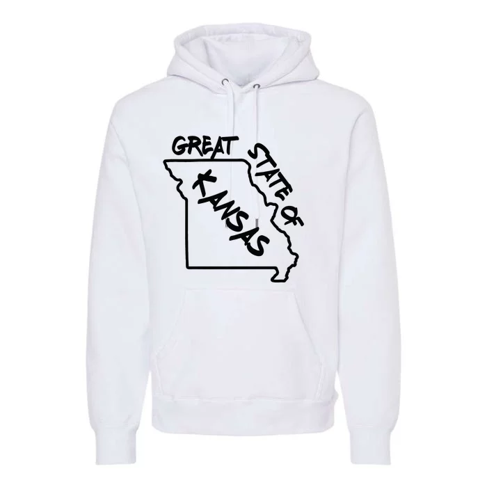 Great State Of Kansas Missouri Marker Trump Joke Premium Hoodie