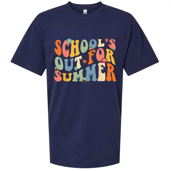 Groovy Schools Out for Summer Last Day Of School Teacher Sueded Cloud Jersey T-Shirt